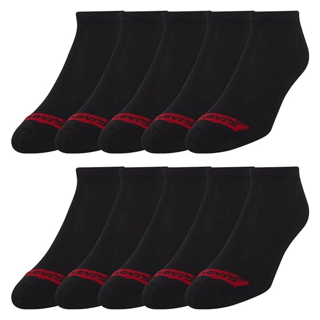 10-Pairs Levi's Men's Crew Low Cut No Show Quarter Ankle Socks