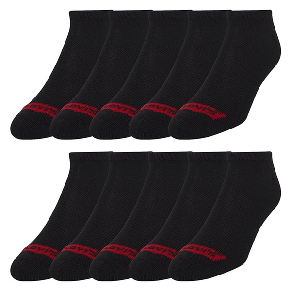 10-Pairs Levi's Men's Crew Low Cut No Show Quarter Ankle Socks