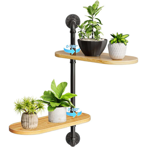 2-Tier Wooden Rotating Window Plant Shelf