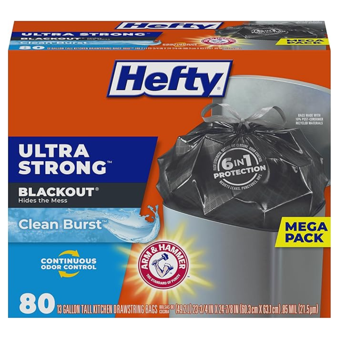 80-Count Hefty Ultra Strong 13 Gallon Trash Bags (3 Colors)