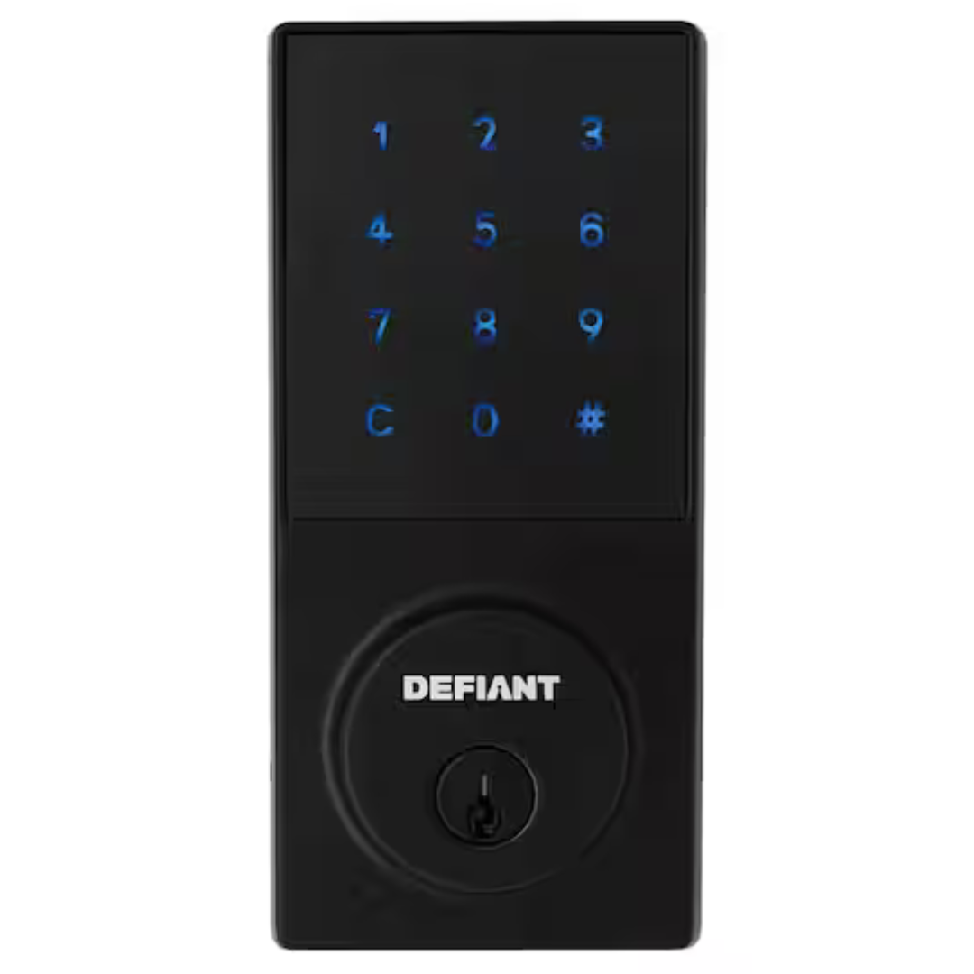 Defiant Slim Matte Black Electronic Touchpad Deadbolt