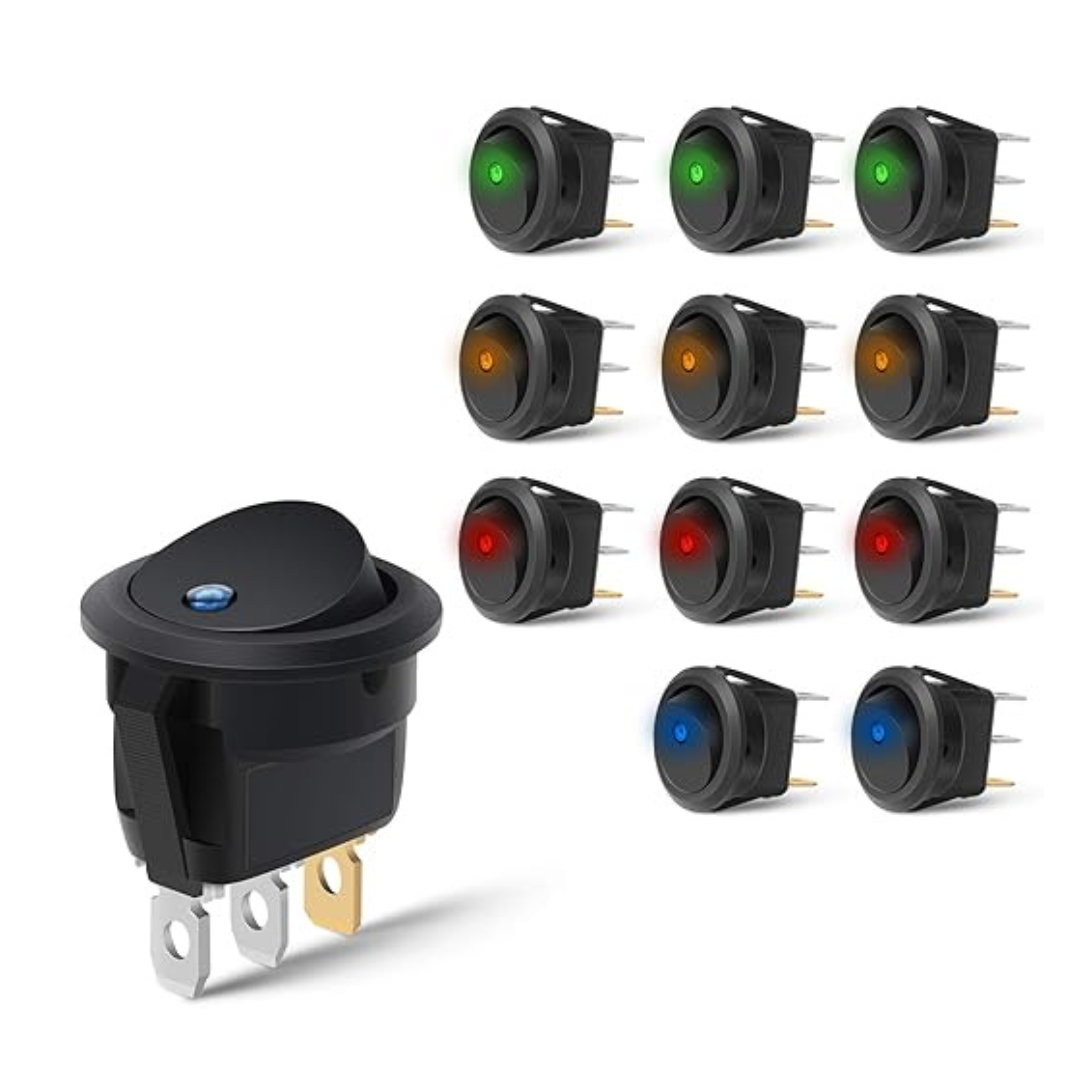 Nilight 90013L 12-Piece Round Toggle LED Switch 12V Car Truck Rocker