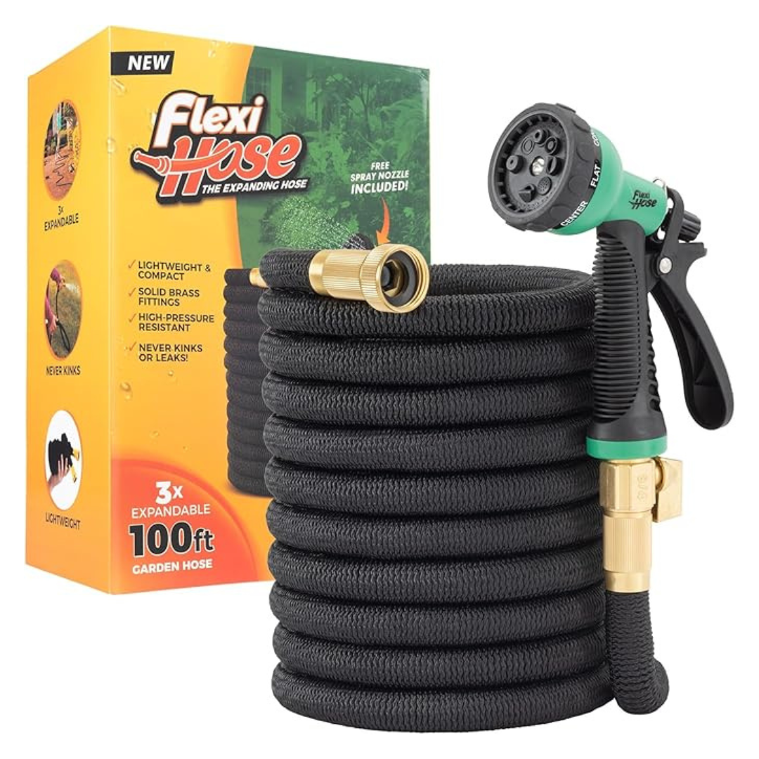 100ft Flexi Hose Lightweight Expandable Garden Hose (Black)