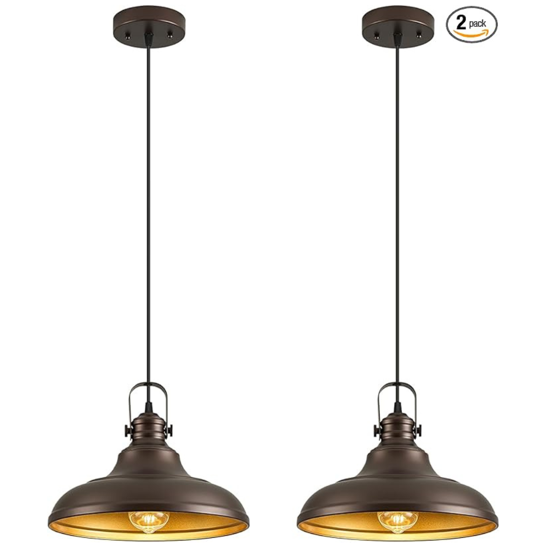 2-Pack Refice Farmhouse Pendant Lights, Oil Rubbed Bronze