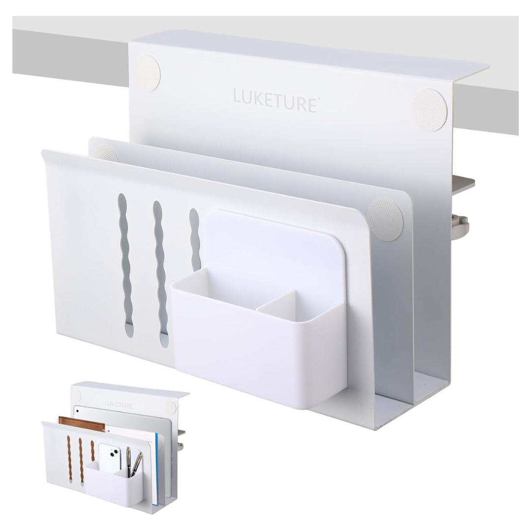 Luketure Desk Side Storage No Drill Under Desk Organizer