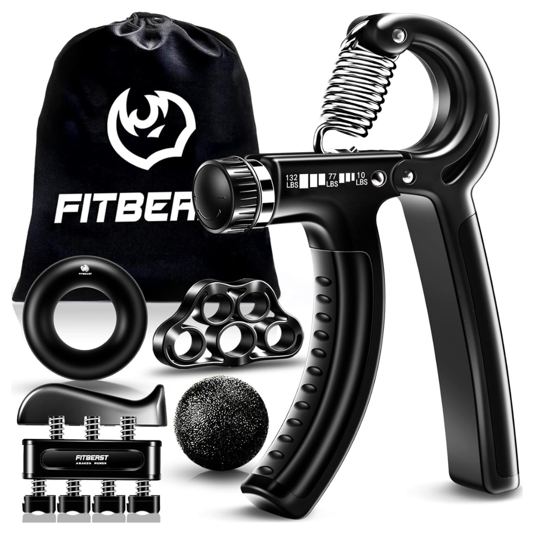 5-Pack FitBeast Hand Grip Strengthener Workout Kit (4 Colors)