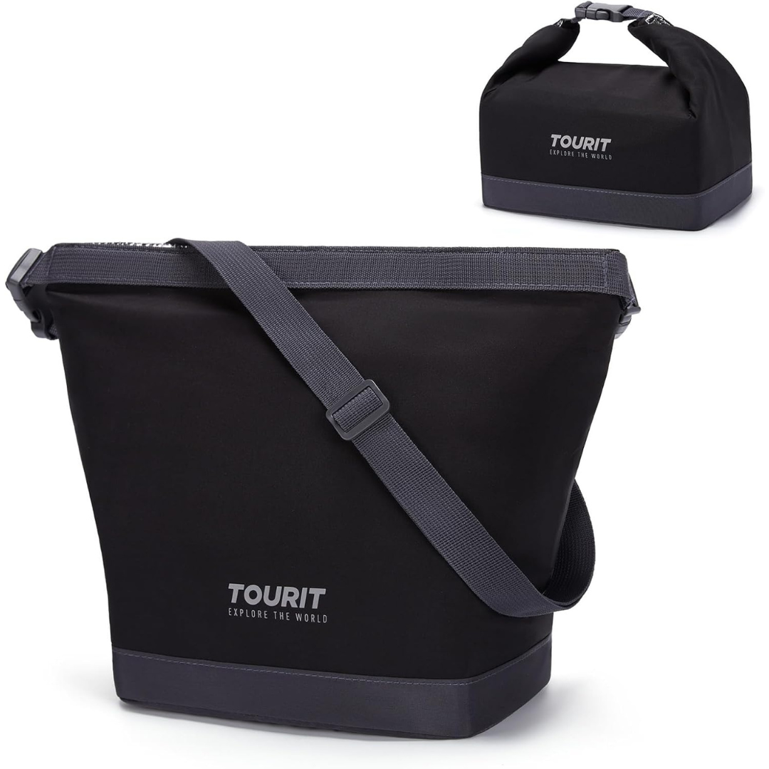 Wide-Open Foldable Insulated Lunch Bag With Buckle