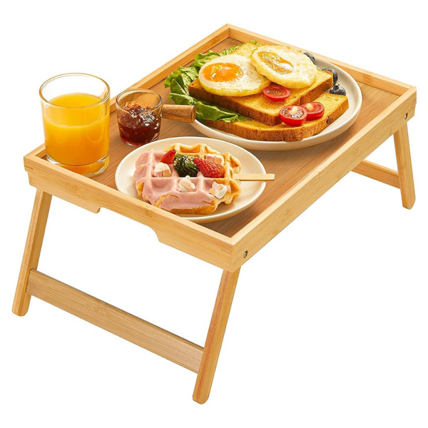 Pipishell Bamboo Bed Tray Table With Foldable Legs