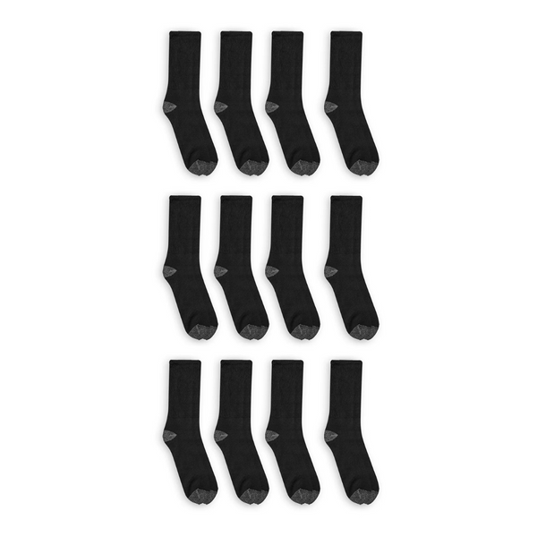 12-Pack Athletic Works Men's Crew Socks (3 Colors)