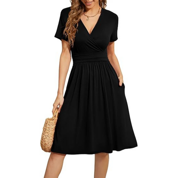 Women's Summer Short Sleeve V-Neck Casual Party Dress