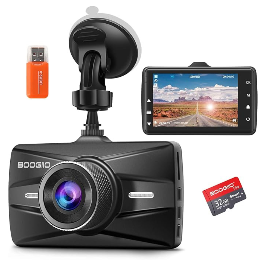 1080P FHD 3'' IPS 170 deg.Wide Angle Front Dash Cam W/ 32G SD Card