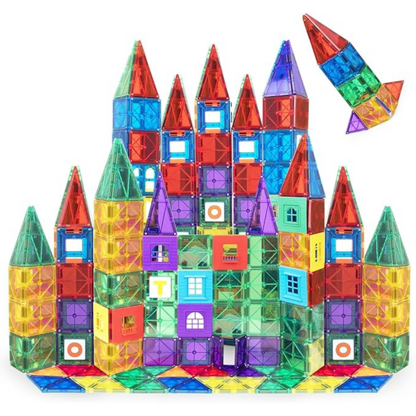 100-Piece Playmags 3D Magnetic Tiles Deluxe Building Set