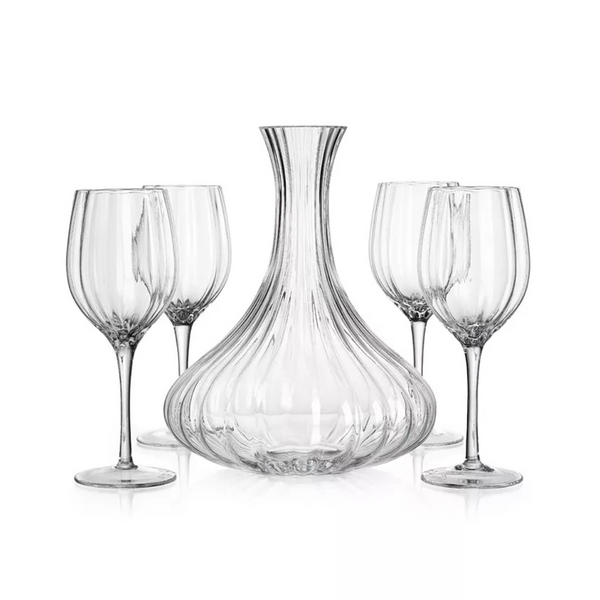 Godinger 5 Piece Wine Carafe Set With 4 Goblets