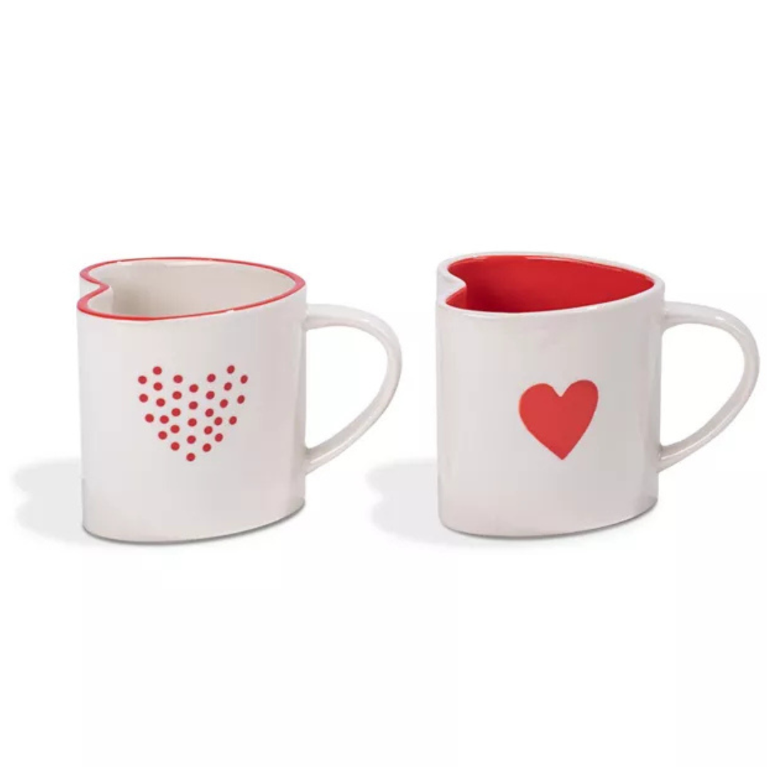 Set Of 2 Thirstystone Heart Shaped Coffee Mugs