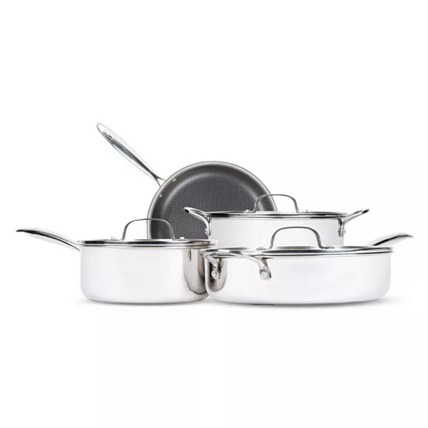 Lexi Home Diamond Tri-Ply Stainless Steel 7-Piece Cookware Set