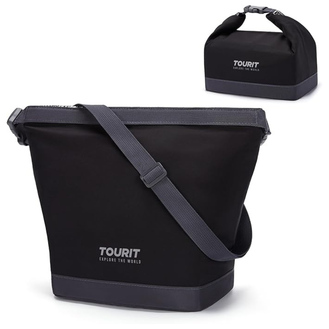 Wide-Open Foldable Insulated Lunch Bag With Buckle