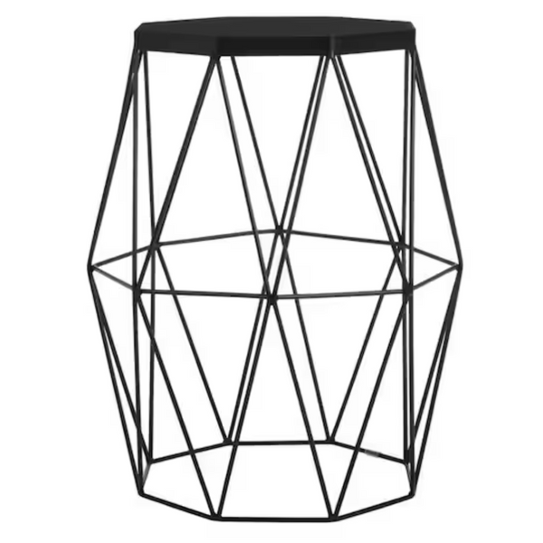 StyleWell Mettler Hexagonal Charcoal Black Metal Accent Table