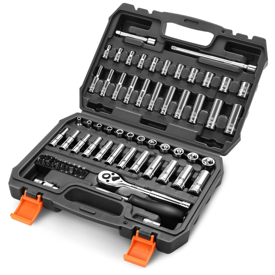 72-Piece DNA Motoring 1/4" Drive Socket Set