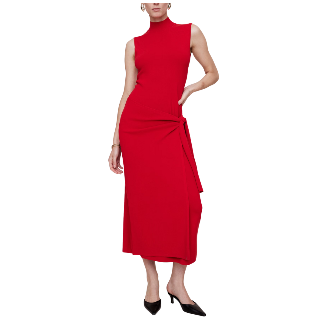 Banana Republic Women's Mock-Neck Wrap Sweater Dress (Red Sunset)