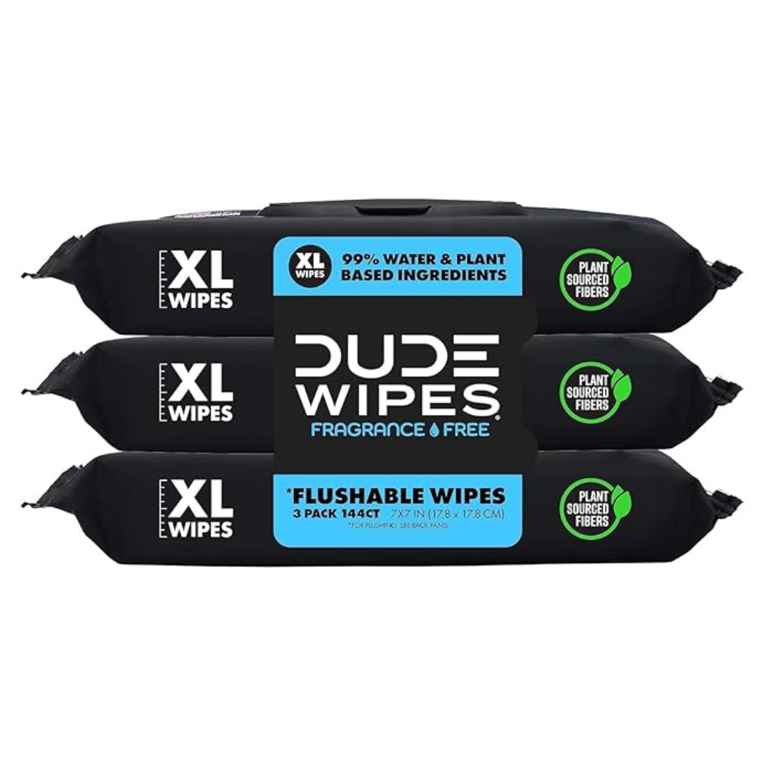 3-Pack DUDE Unscented Flushable Wet Wipes (144 Wipes)