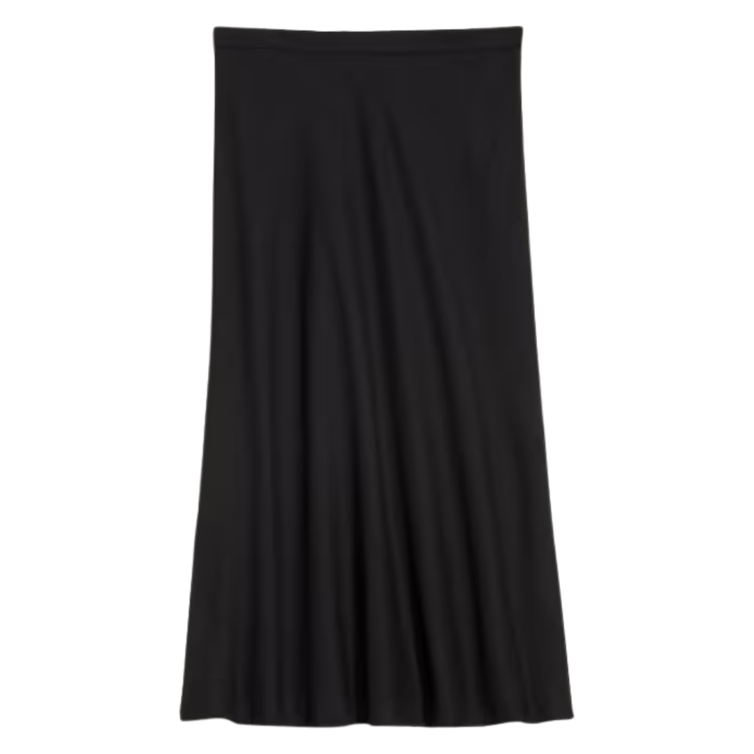 High-Waisted Crepe Midi Skirt