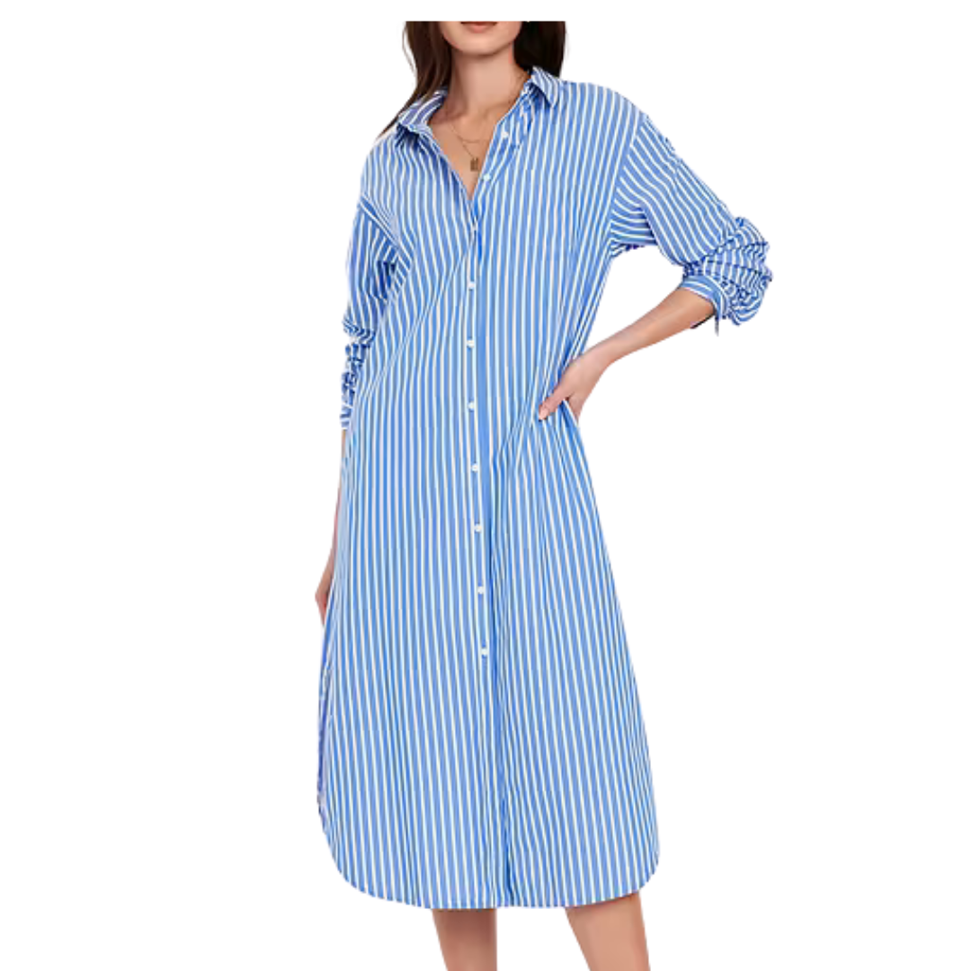 Striped Midi Shirt Dress