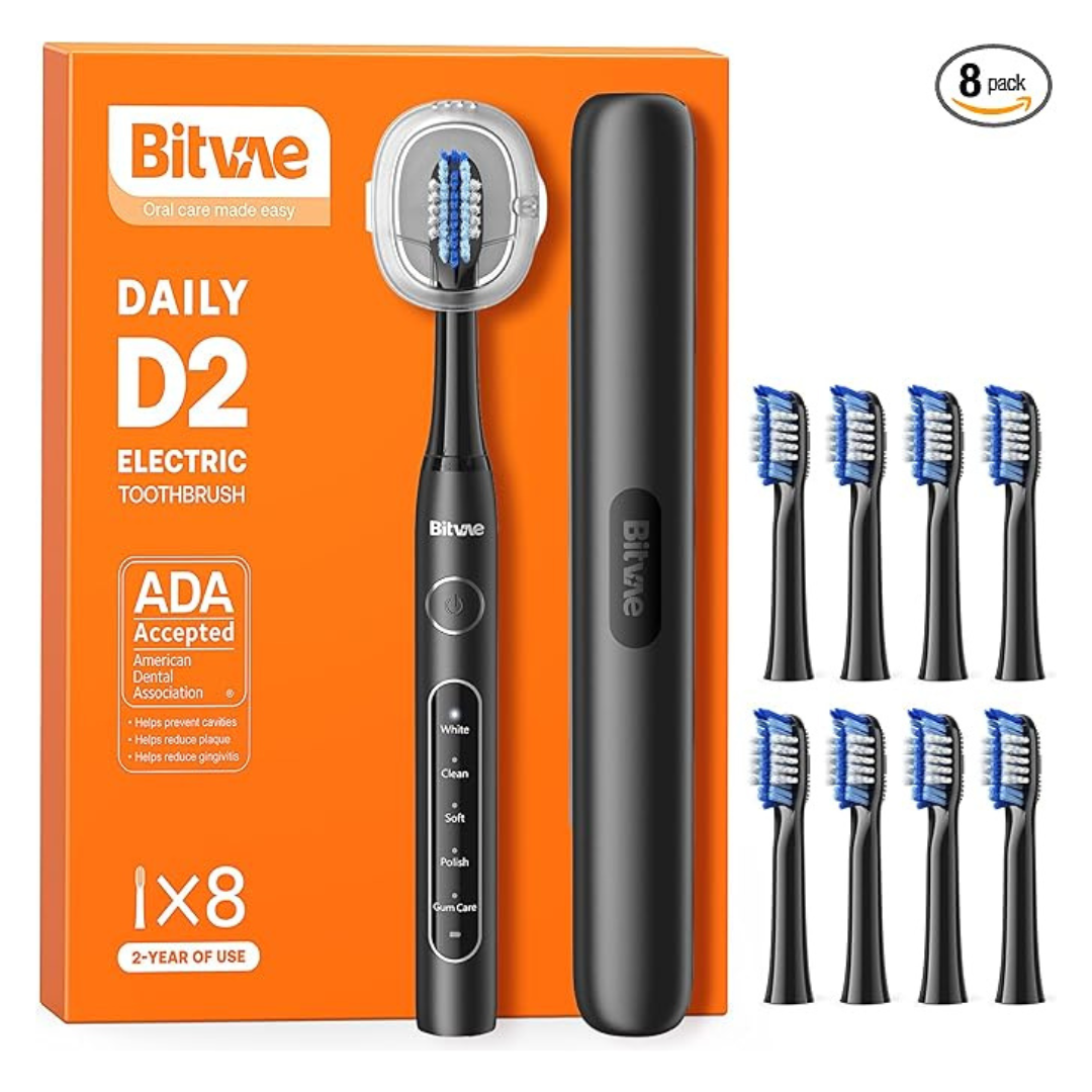 Bitvae Ultrasonic 5-Modes Electric Toothbrush With 8 Toothbrush Heads