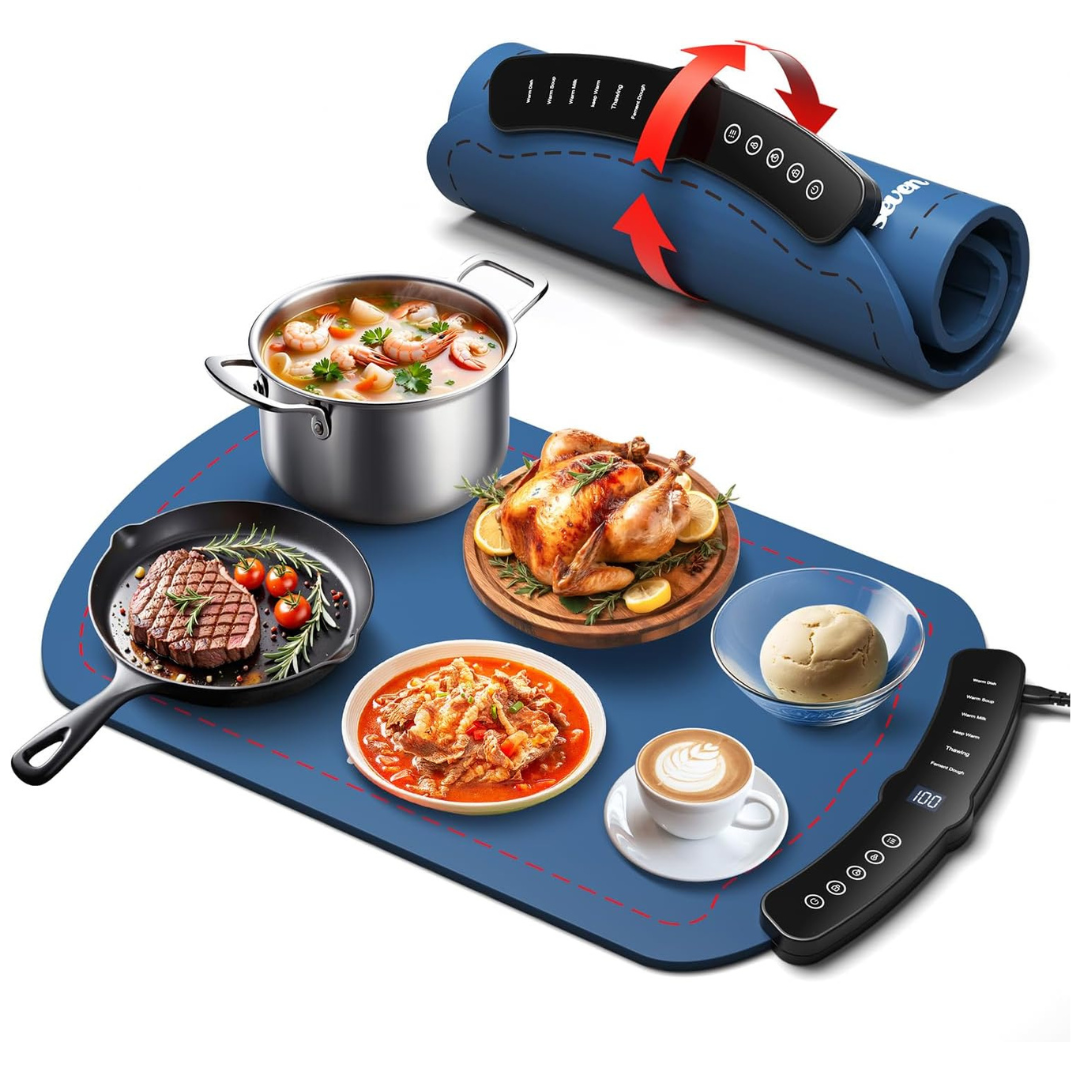 Taseven Food Warming Mat with 7 Temp Master Adjustable Warming Tray