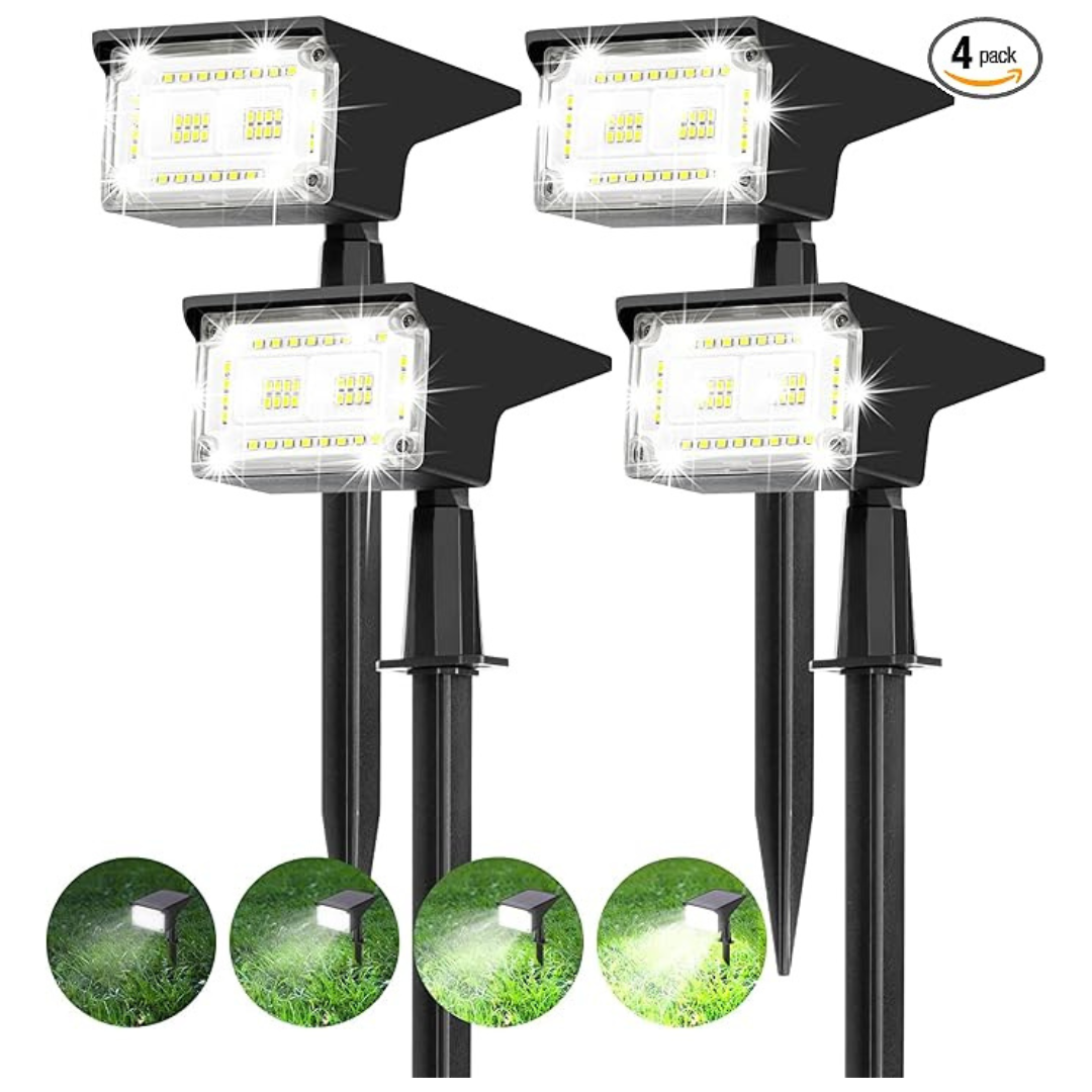 4-Pack 40-LED IP65 Waterproof Dusk-To-Dawn Solar Landscape Lights