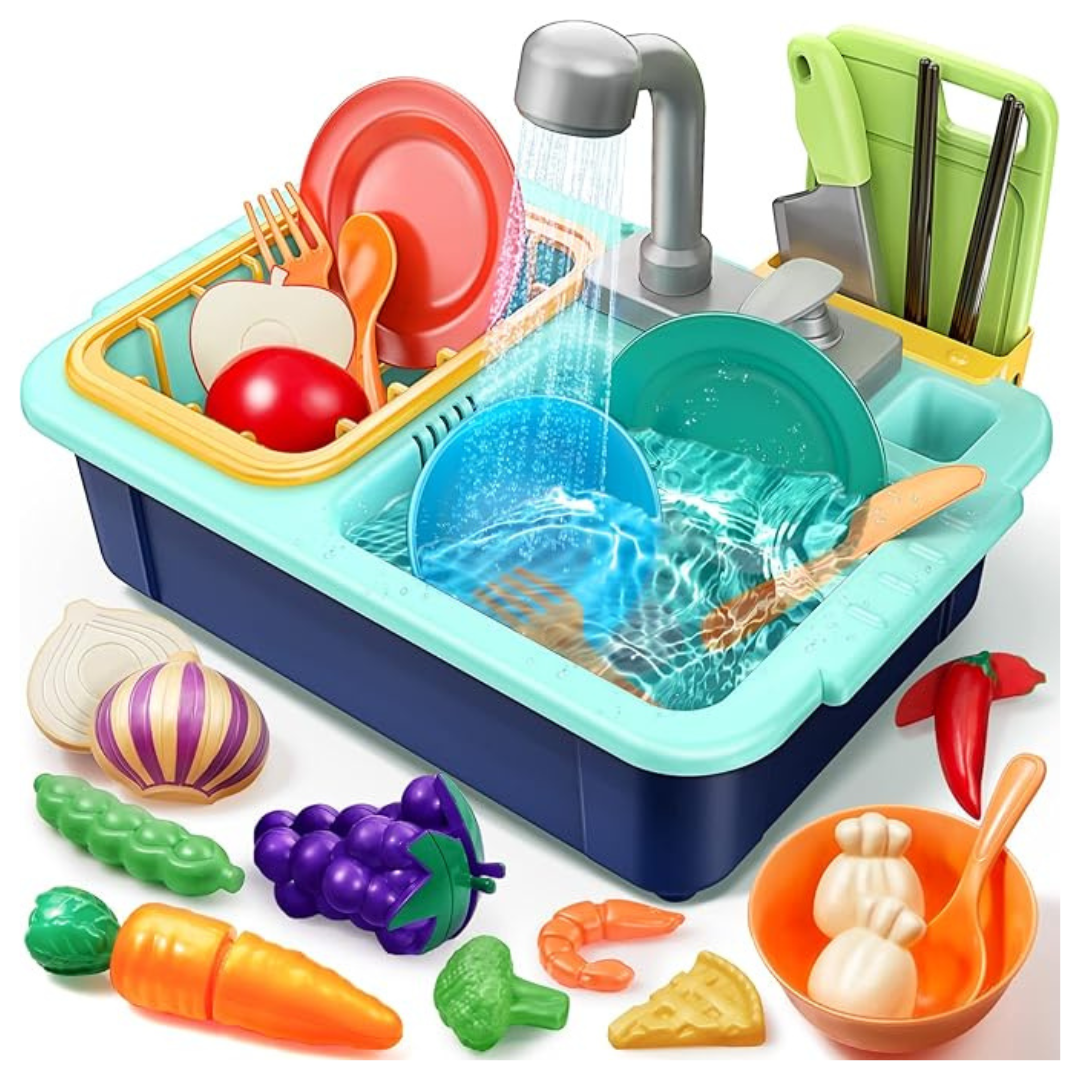 Geyiie Kitchen Play Sink Toys For Kids With Running Water (3 Colors)