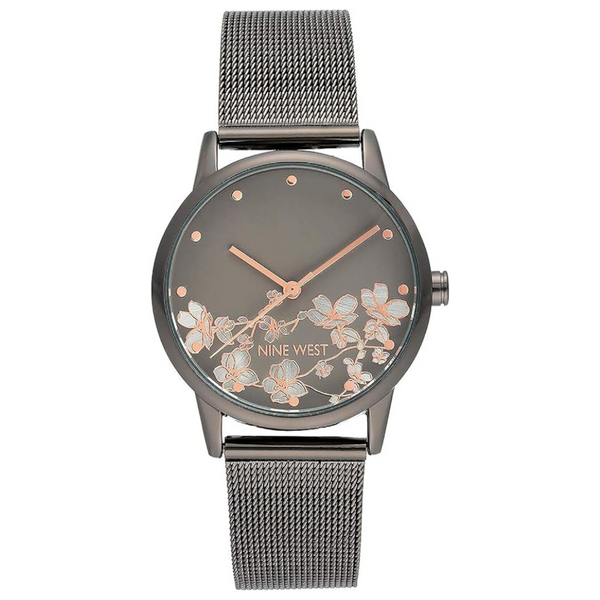 Nine West Women's 35mm Gunmetal and Silver-Tone Mesh Bracelet Watch