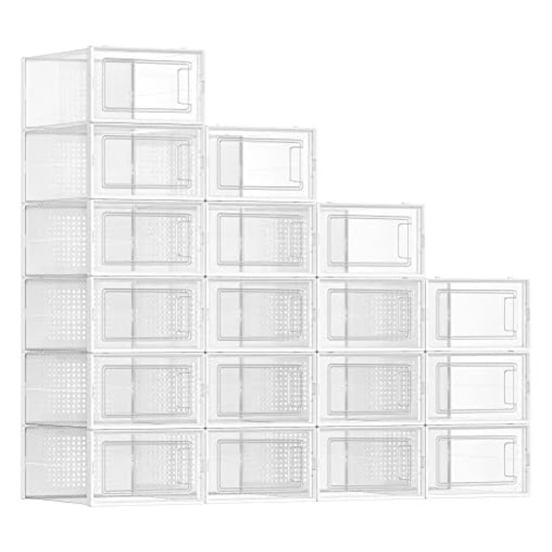 18-Pack Songmics Stackable Clear Shoe Storage Organizers