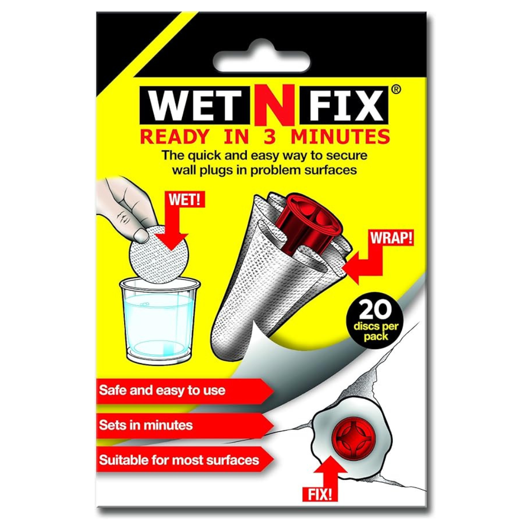 WETNFIX (20 Discs) Fixing Wall Plugs Fast No Need to Fill Or Redrill