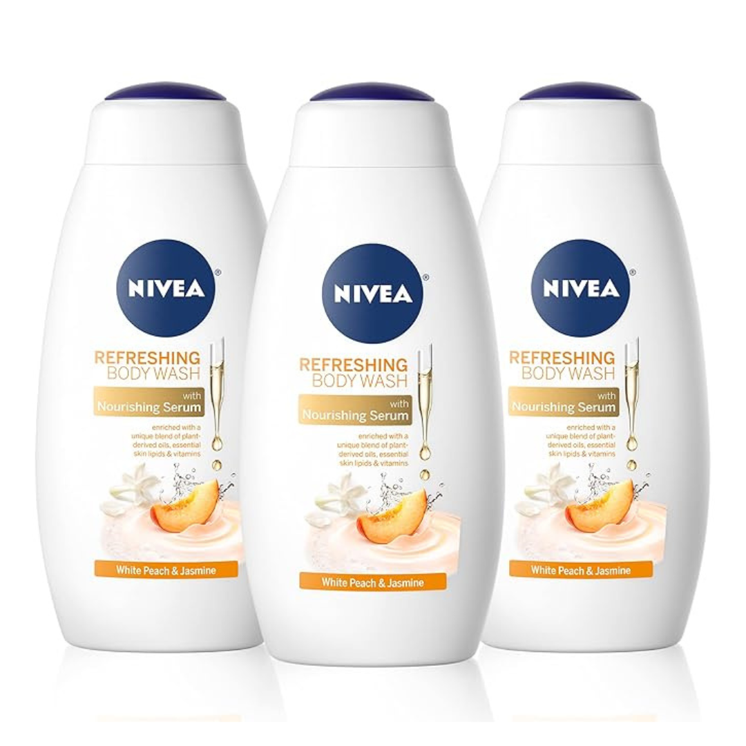 3-Pack NIVEA White Peach And Jasmine Body Wash