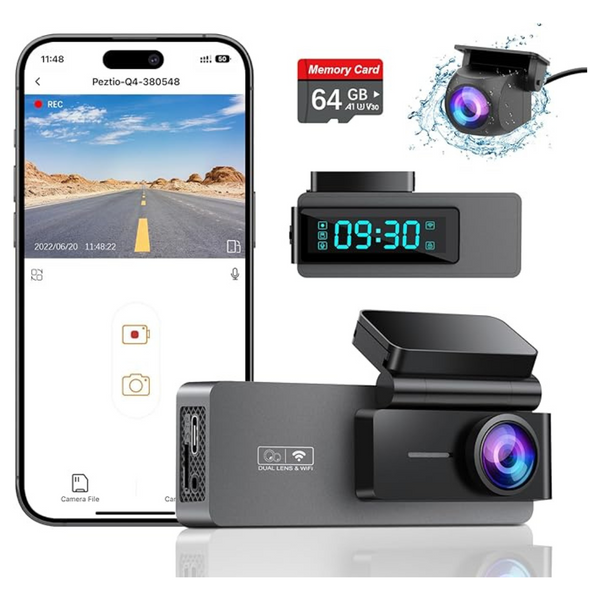 4K Single Front Dashcam + 2K & 1080P Front & Rear Dual Dashcams + 64GB SD Card