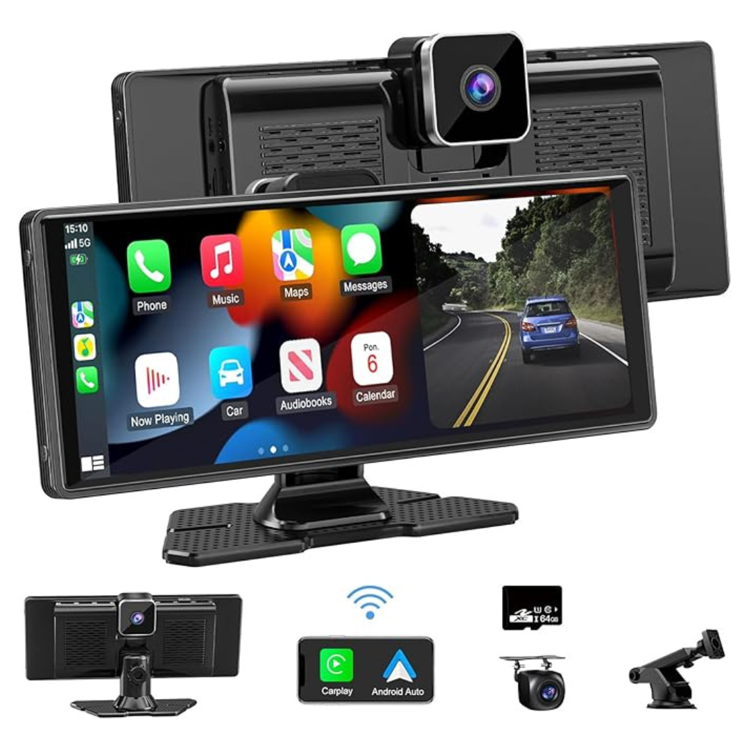 10.26" Apple CarPlay & Android Auto Car Stereo With 4k Dash Cam