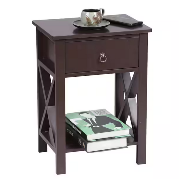 Karl Home 1-Drawer Brown Nightstand Bedside Table