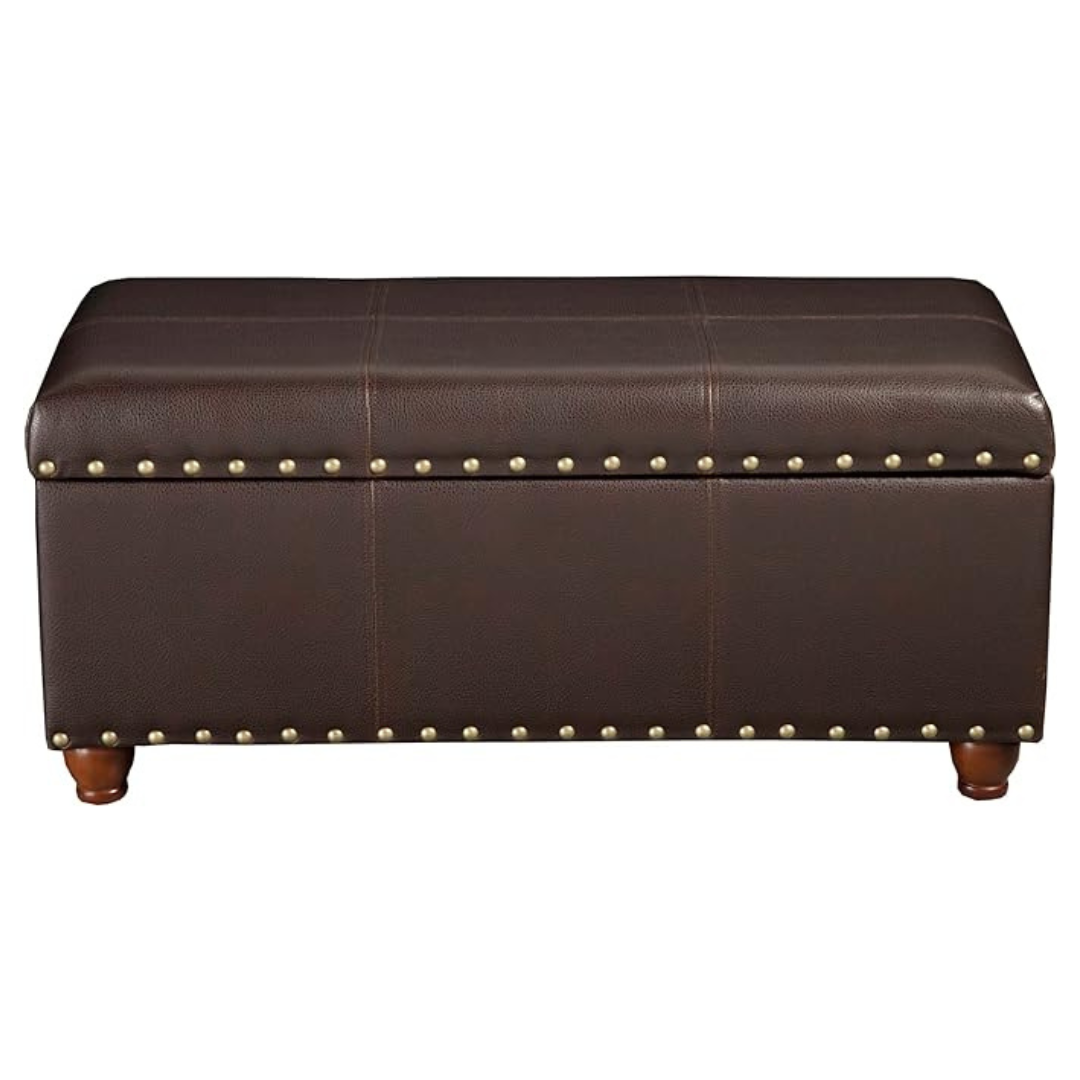 HomePop Faux Leather Cocktail Storage Bench (40"D x 18"W x 18"H)