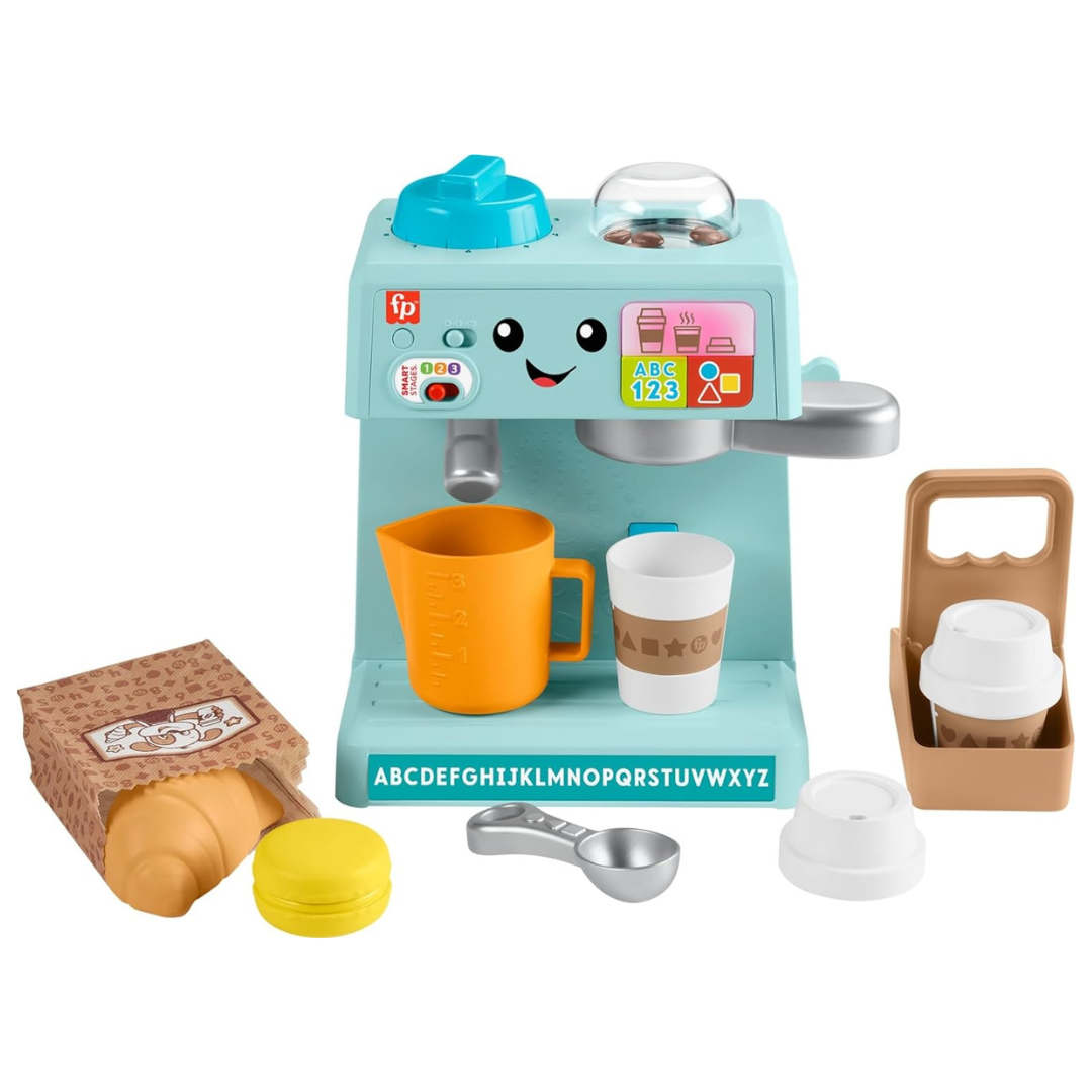 Fisher-Price Toddler Toy Laugh & Learn Coffee Café Musical Playset With Educational Songs & 10 Pretend Play Pieces