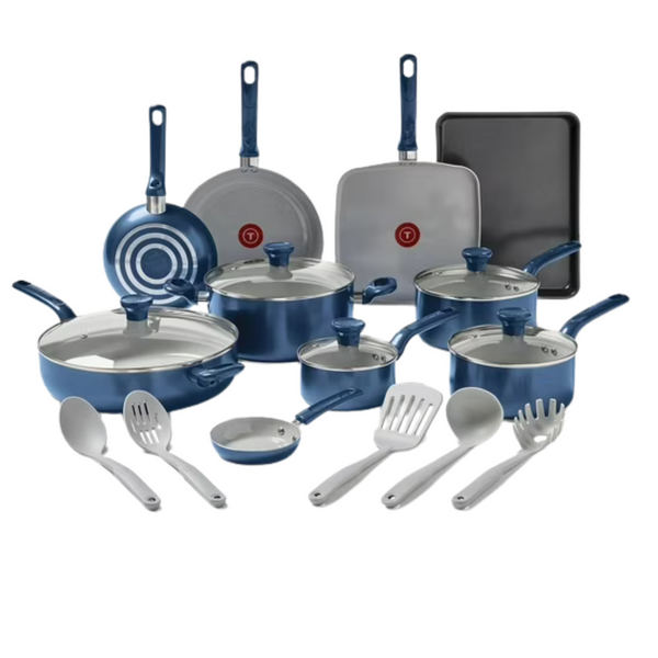 20-Piece T-fal Easy Care Ceramic Pots And Pans Cookware Set