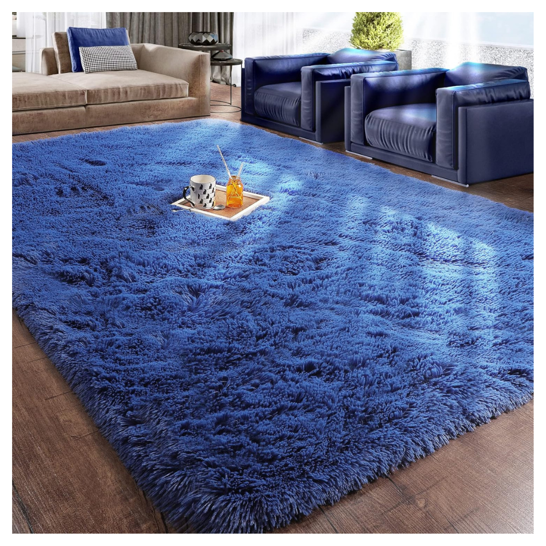 4x6 Feet Furry Navy Blue Ultra Soft Area Rug