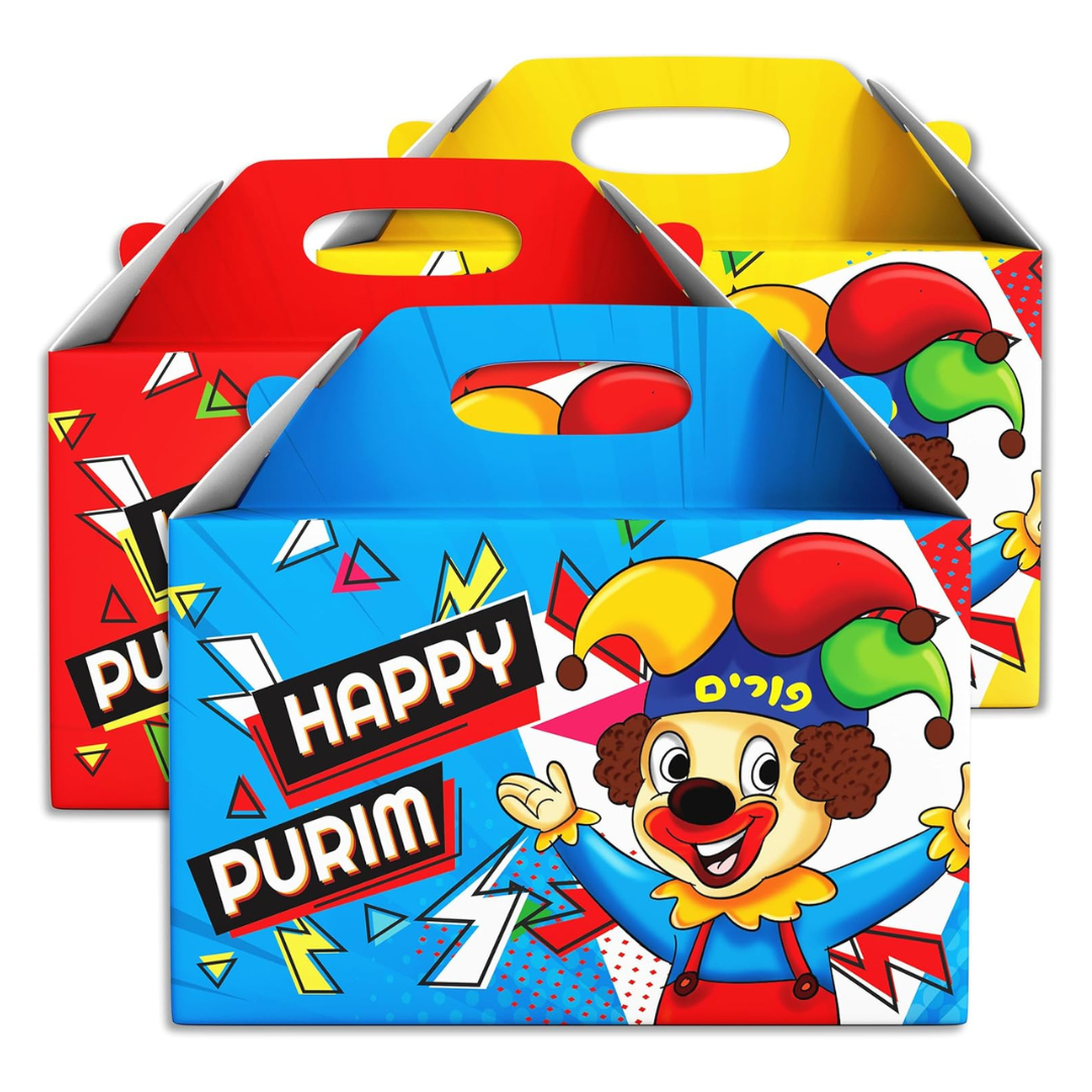 Happy Purim Gable Boxes, 6 Pack