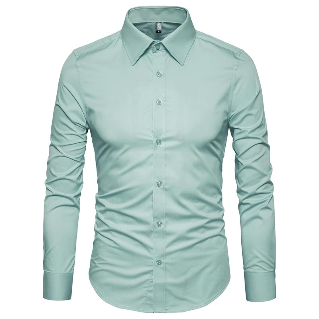 Men's Slim Fit Business Solid Dress Shirts