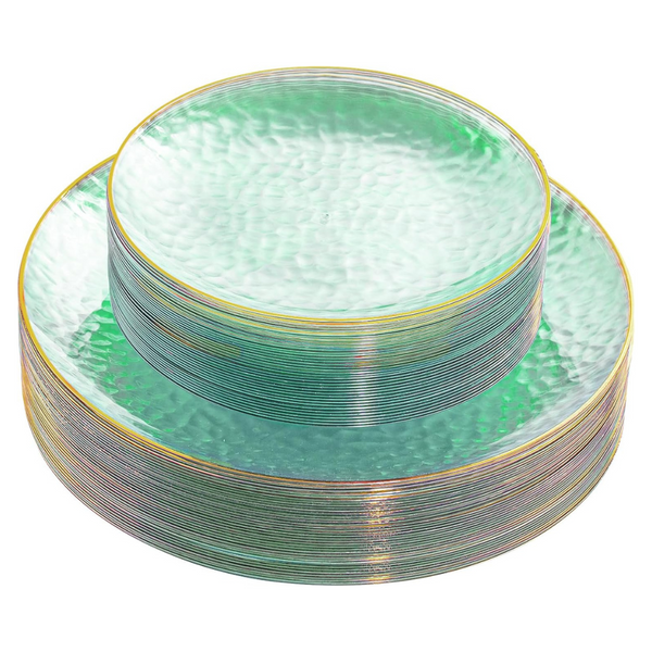 Hammered Colored Dinner and Dessert Plates, 30 Settings