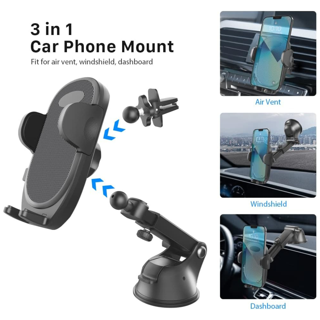 TruQusex 3-in-1 Universal Cell Phone Car Holders