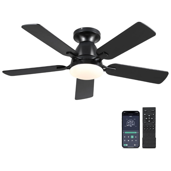 46" Low Profile Indoor Ceiling Fan With Light & Remote