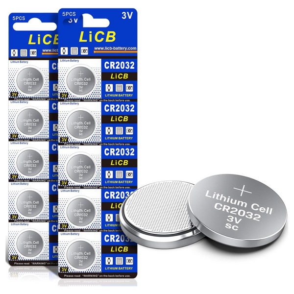 10-Count LiCB CR2032 3V Lithium Coin Batteries