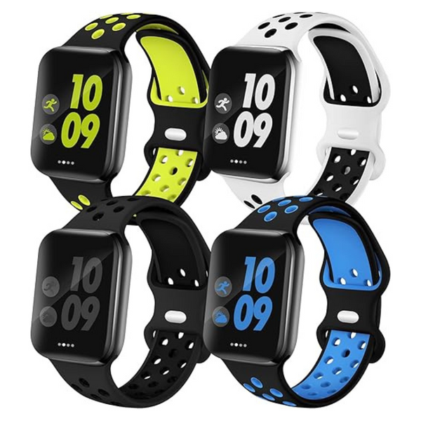 4-Pack Soft Silicone Sport Bands Compatible With Apple Watch