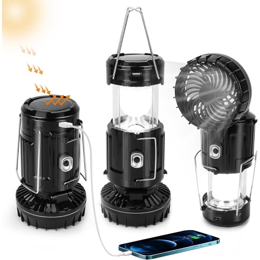 Solar Powered Camping Lantern with Fan