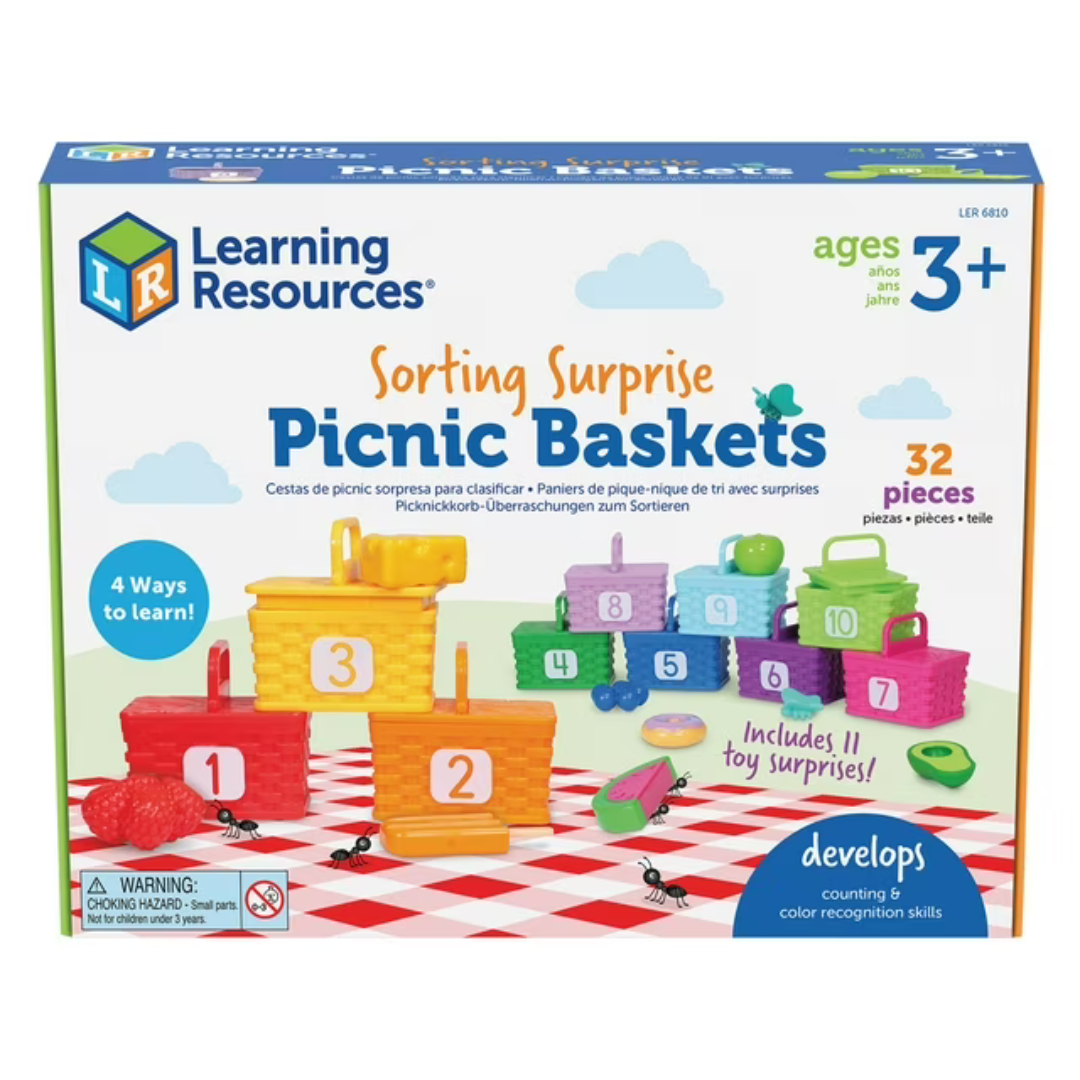 32-Pieces Learning Resources Sorting Surprise Color Sorting Picnic Baskets